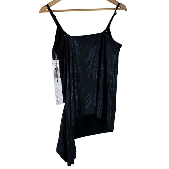 Magicsuit NWT Alex Side-tie Underwire Tankini Top Black Blue Shimmer Size 16 - Picture 4 of 11